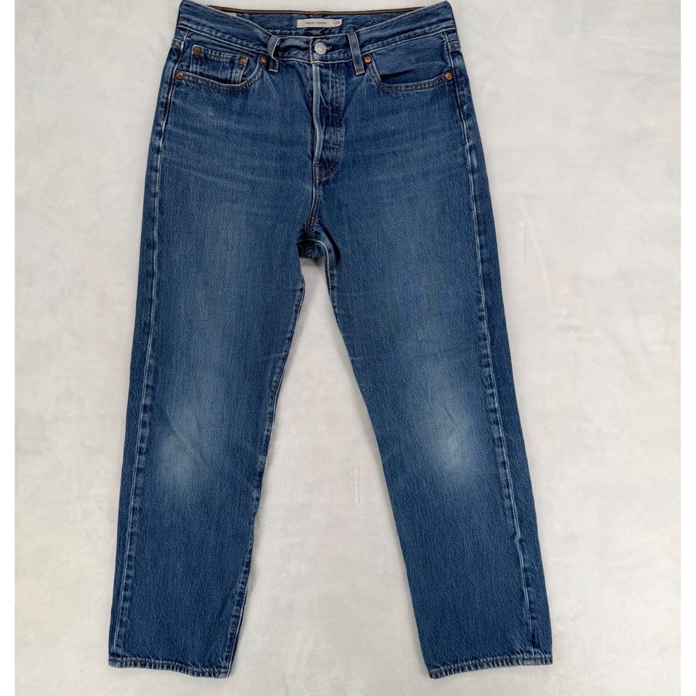 Levis Wedgie Straight Jeans Womens 29 Blue Denim High Rise Button Fly 34964-0066